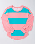 Women Colorblock Striped Drop Shoulder Sweatshirts