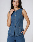 Miss Sparkling | Two Piece Set with Denim Shorts and Sleeveless Top