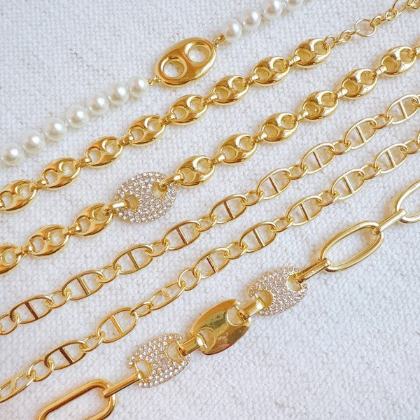 Golden Bit Linked Longer Chain Necklace