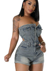 Women's Fashion Denim Romper by Claude