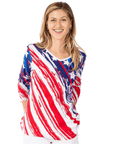 Women's Stars and Stripes American Flag 3/4 Sleeve Top