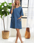 ADORA V-Neck Half Sleeve Mini Denim Dress