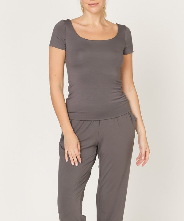 Fabina Bamboo Double Layered Cap Sleeve Top