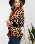 Celeste Full Size Leopard Open Front Long Sleeve Blazer