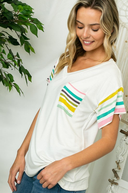 e Luna PLUS Multi Stripe Boxy Top