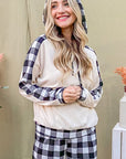 And The Why Drawstring Hooded Top and Plaid Pants Lounge Set