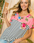 e Luna PLUS Striped Floral Mixed Top