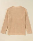 Women Knit Drop Shoulder Side Slits Loose Sweater