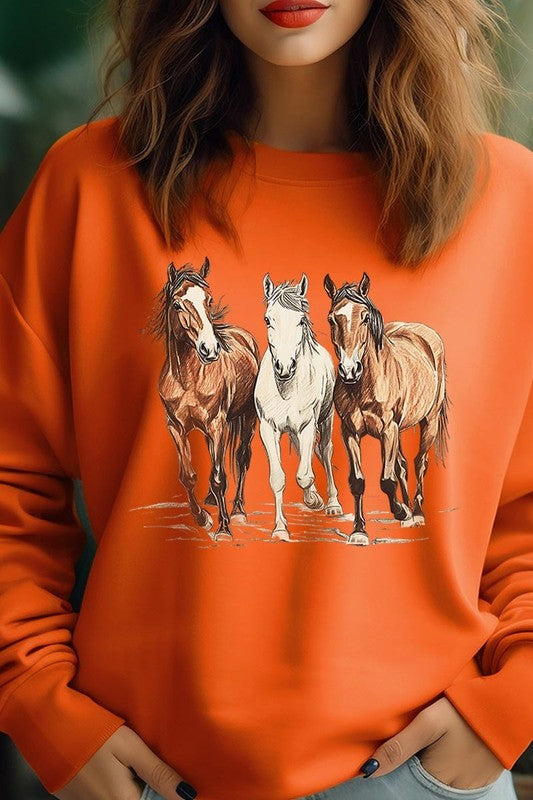 Three Horses Western Graphic Plus Sweatshirt