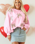 Women Lantern Sleeve Oversized Pullover Sweatshirt