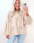 Women Lantern Sleeve Oversized Pullover Sweatshirt