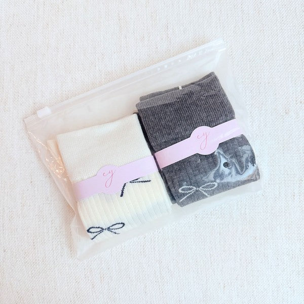 Bow Minimalist Socks Set Of 2