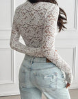 Miss Sparkling |White Lace  Mesh  Tie-Front Top Women's Boho Style