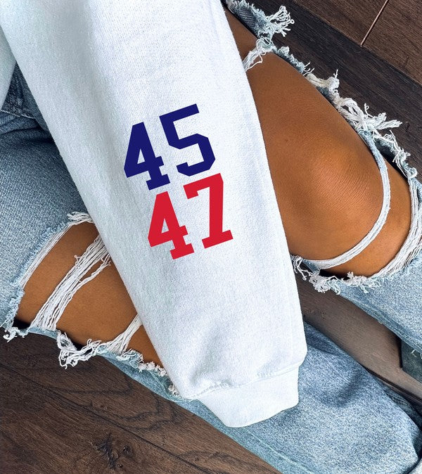 Trump USA Flag 45 47 Cozy Graphic Sweatshirt