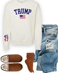 Trump USA Flag 45 47 Cozy Graphic Sweatshirt