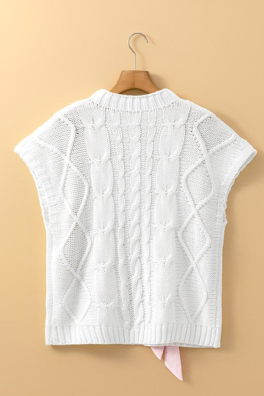 Cable Knit Satin Bowknot SPRING Sweater
