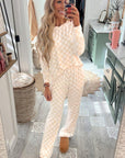 Checkered Print Long Sleeve Top Pants Lounge Set