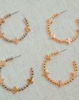 Golden Crosses Beaded Hoop Earrings