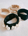 Pearls And Solid Hair Ties Set Of 4