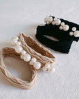 Pearls And Solid Hair Ties Set Of 4