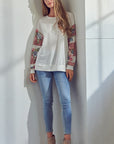 e Luna Solid Floral Mix Sweatshirt