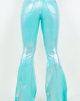 GJG Denim Metallic Bell Bottom Jean in Turquoise -Inseam 34