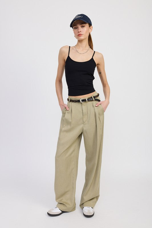 Emory Park High Waist Wide Leg Trousers with Front Pleats