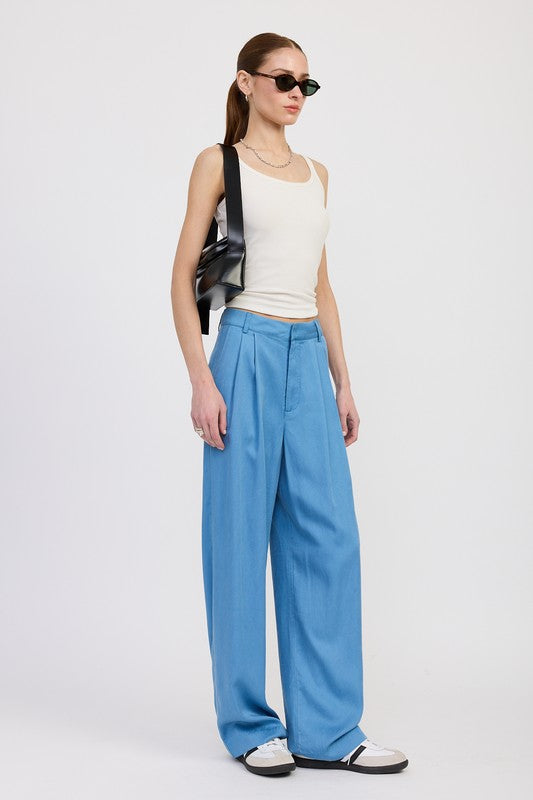 Emory Park High Waist Wide Leg Trousers with Front Pleats