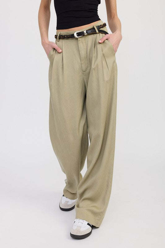 Emory Park High Waist Wide Leg Trousers with Front Pleats