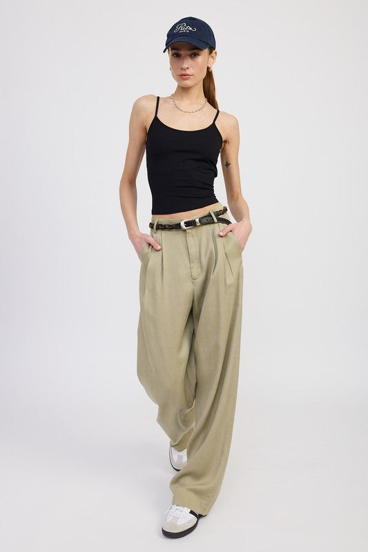 Emory Park High Waist Wide Leg Trousers with Front Pleats