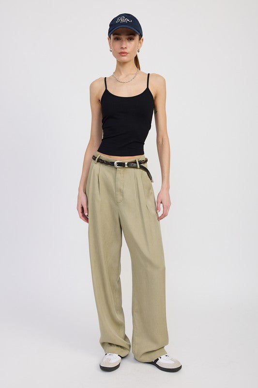 Emory Park High Waist Wide Leg Trousers with Front Pleats