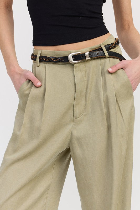 Emory Park High Waist Wide Leg Trousers with Front Pleats