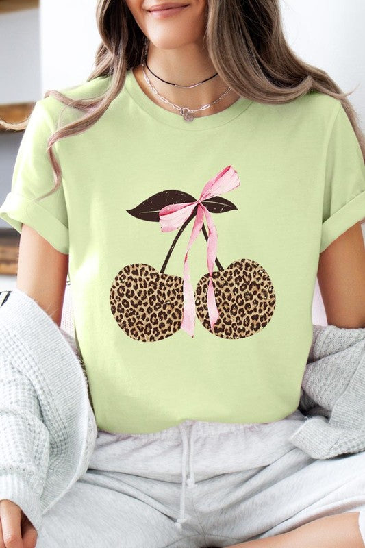 Leopard Cherry Bow Graphic Tee