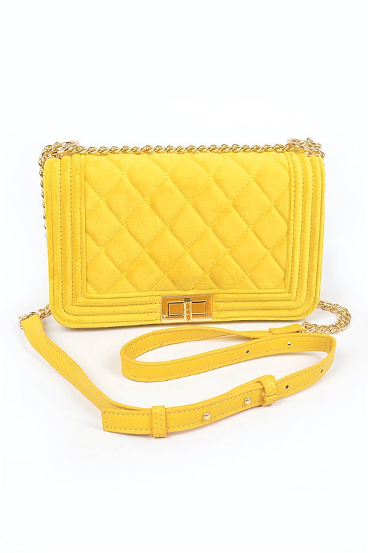 Quilted Velvet Statement Shoulder Bag