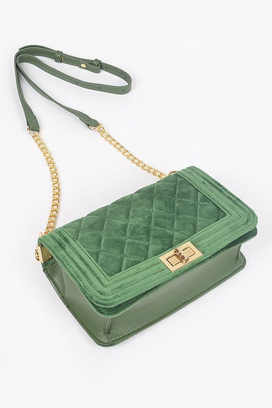 Quilted Velvet Statement Shoulder Bag