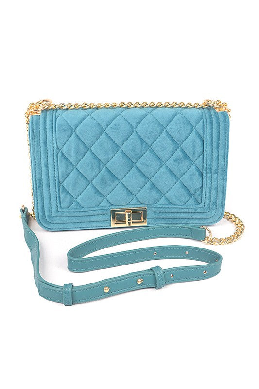 Quilted Velvet Statement Shoulder Bag