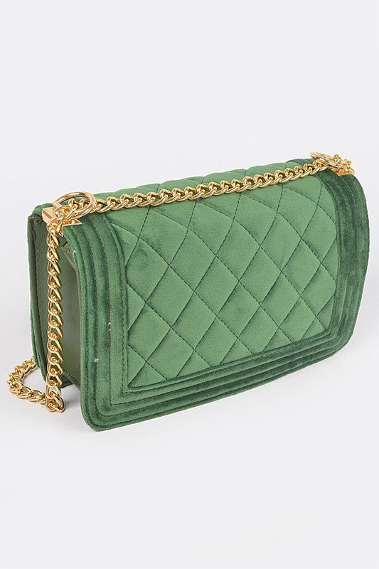 Quilted Velvet Statement Shoulder Bag