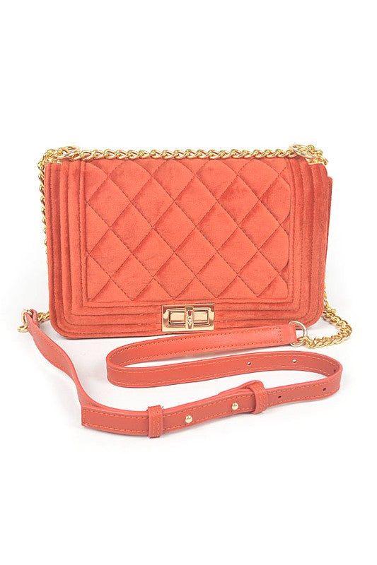 Quilted Velvet Statement Shoulder Bag