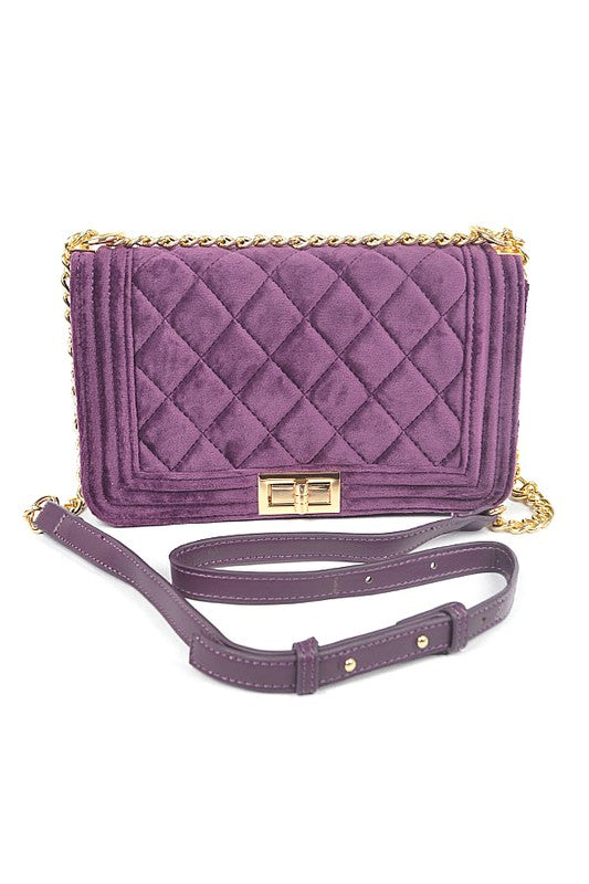 Quilted Velvet Statement Shoulder Bag