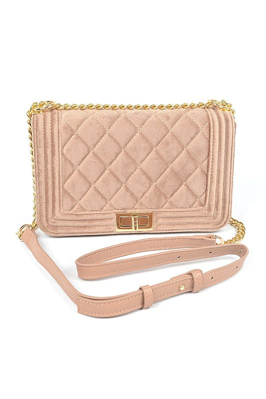 Quilted Velvet Statement Shoulder Bag