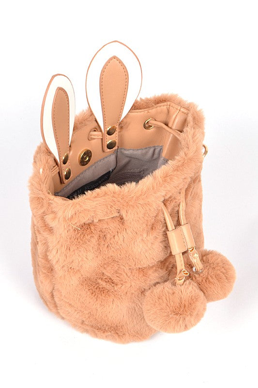 Faux Fur Plush Bunny Ear Crossbody Swing Bag