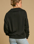 Umgee Johnny Collar Dropped Shoulder Sweatshirt