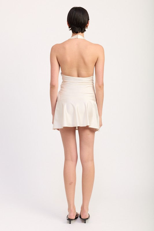 Emory Park Halter Mini Dress with Lace Detail
