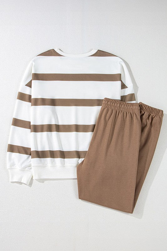 Drop Shoulder Pullover and Jogger Pants Set
