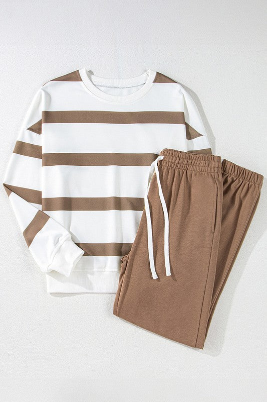 Drop Shoulder Pullover and Jogger Pants Set