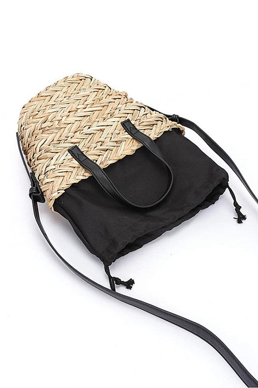 Raffia Woven Convertible Swing Tote