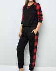 Celeste Design Full Size Plaid Side Print Sweatpants