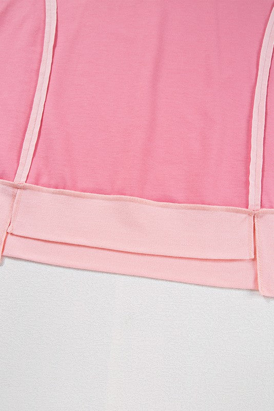 Cotton Peach Half Raw Seam High Low Side Split Top