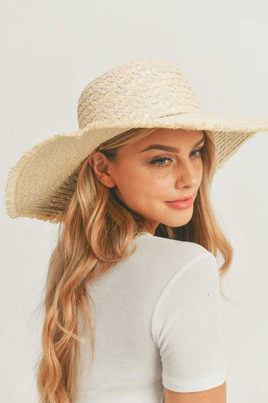 Wide Brim Frayed Edge Sun Hat