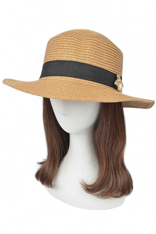 Iconic Bee Accent Straw Fedora Hat